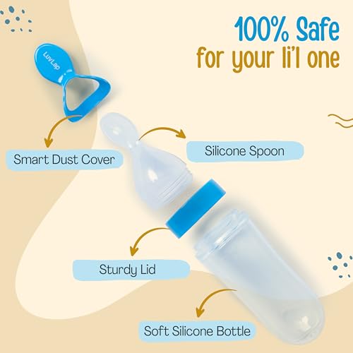 LuvLap Feeding Spoon with Squeezy Food Grade Silicone Feeder Bottle, for Infant Baby, 90ml, BPA Free